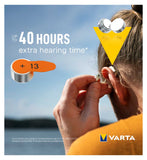 VARTA hearing aid batteries size 13 pack of 8, UK version