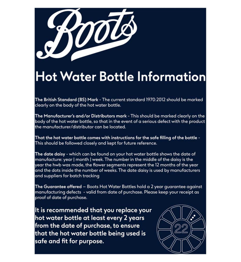 Boots Long Hot Water Bottle with Knitted Cover 2.7L - British product