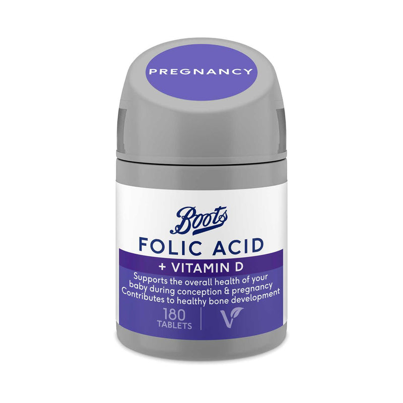 Boots Folic Acid plus Vitamin D tablets 180 Tablets - British product