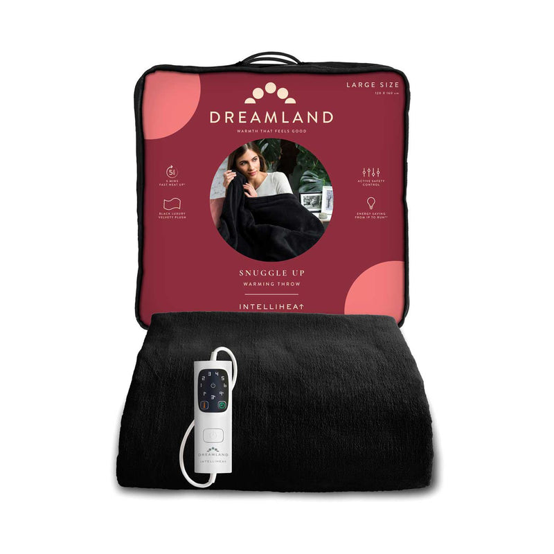 Dreamland Snuggle Up Warming Throw Black 120x160cm - British product