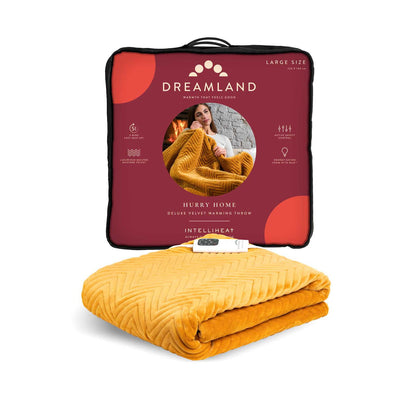 Boots Dreamland Hurry Home Heating Throw Mustard 160x120cm- Buy online at McGrocer