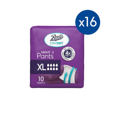 Boots Boots Staydry Night Pants XL Incontinence Nappies 160 Count- Buy online at McGrocer