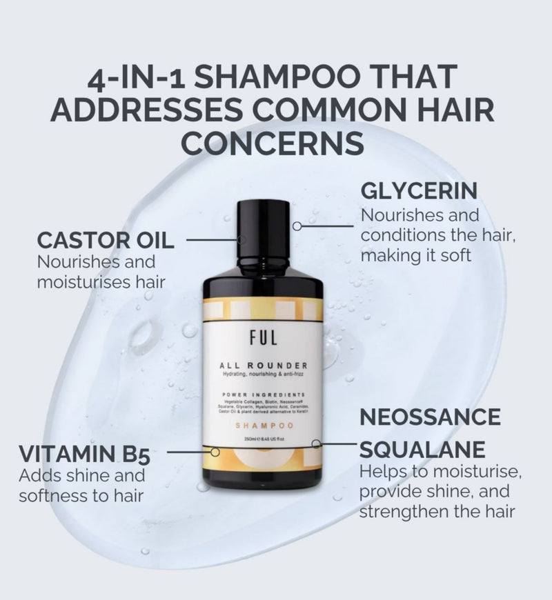 FUL All-Rounder Shampoo 250ml sulphate-free cleanser - British product
