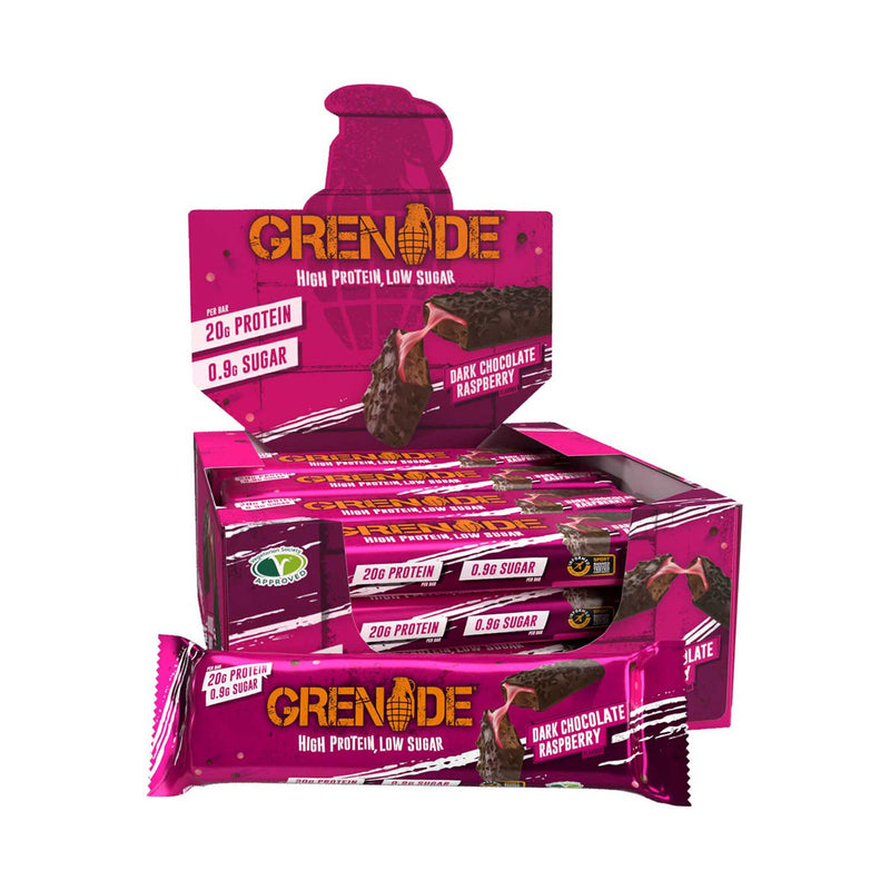 Grenade Carb Killa dark chocolate raspberry, imported from the UK