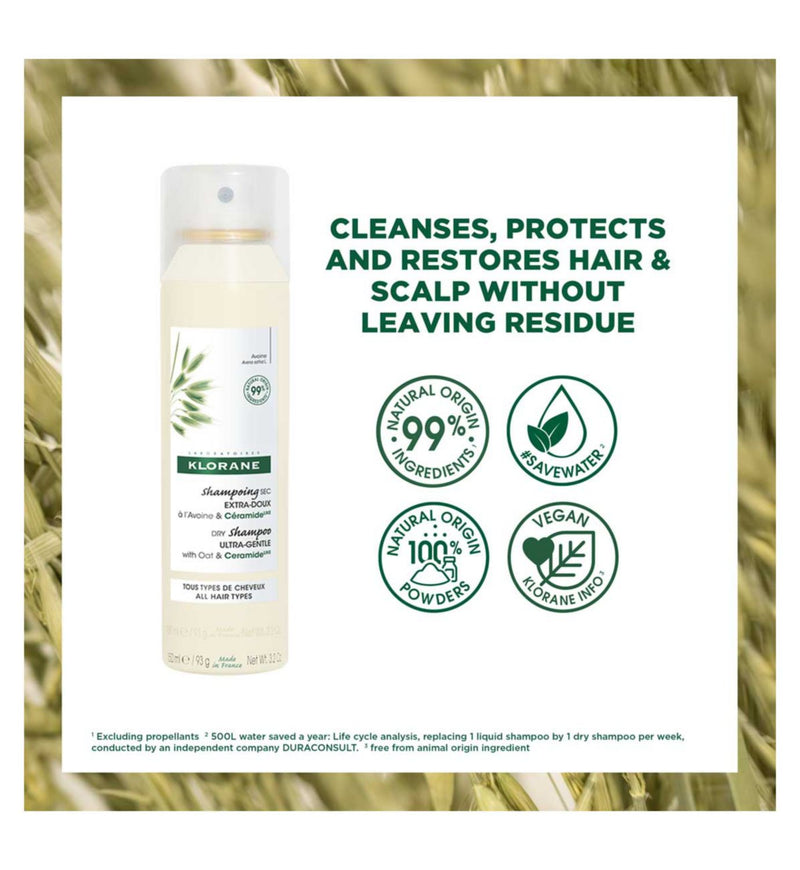 Klorane dry shampoo with Oat and Ceramide 150ml, UK version