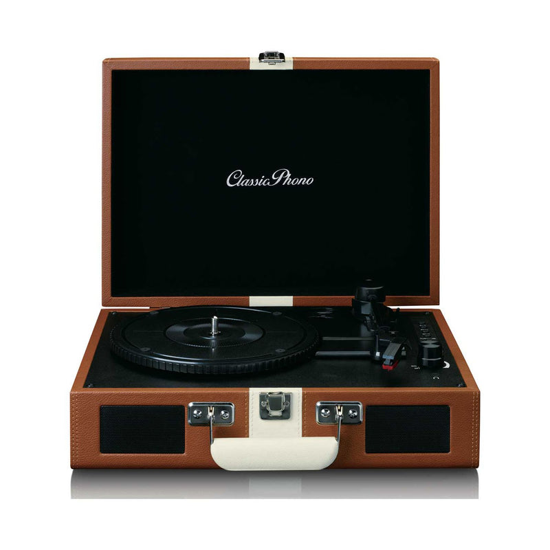 Lenco suitcase turntable brown and white, UK version