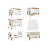 Tutti Bambini Cozee Complete Bedside Crib set Scandinavian Walnut Ecru (British brand)