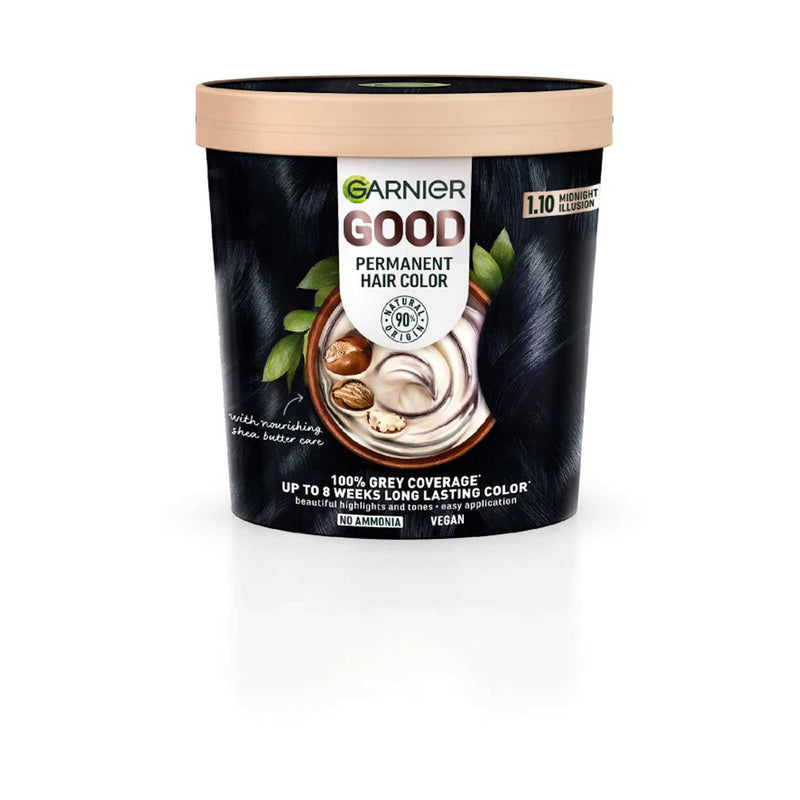 Garnier GOOD permanent hair dye Midnight Illusion 1.10 (British brand)