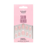 Set de 128 esmaltes de uñas Elegant Touch French Pink con pegamento.