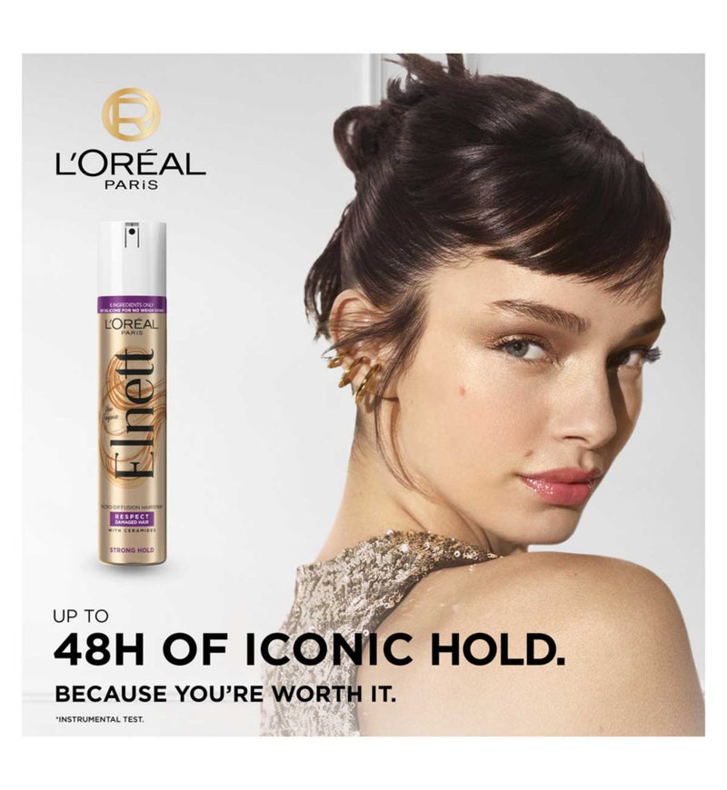 L'Oreal Elnett Hairspray Damaged Hair Argan Oil 75ml, imported from the UK