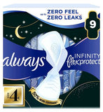 Always Infinity FlexProtect sanitary towels Night Extra 9 pack - British product