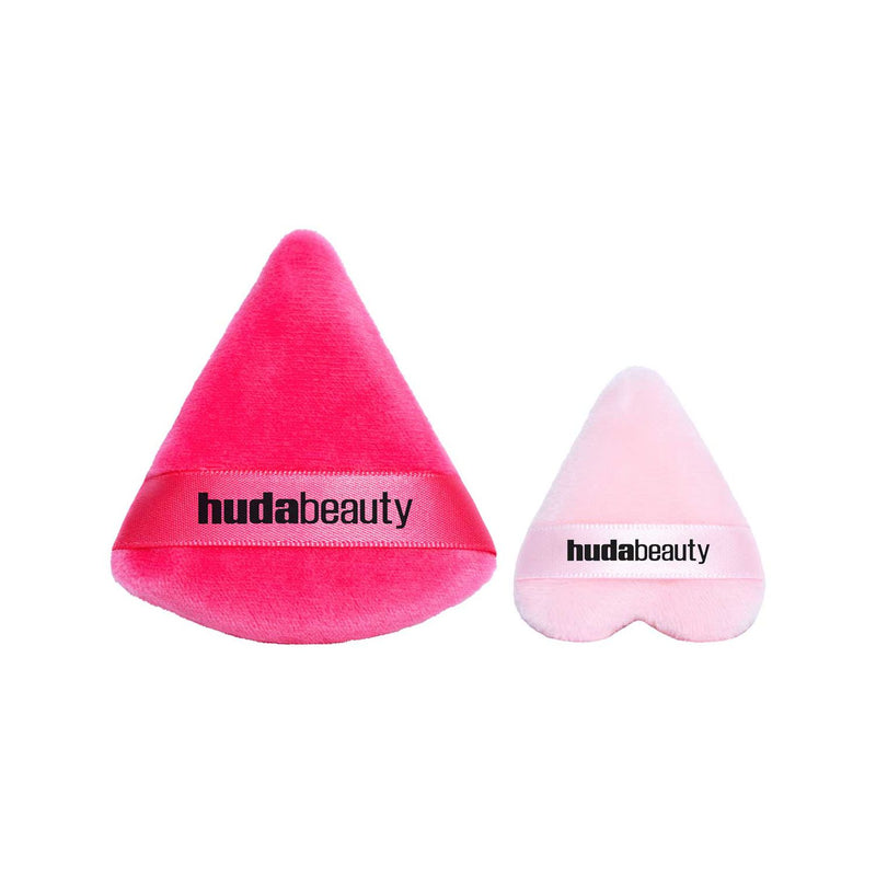 Huda Beauty powder puff duo with medium and mini puffs, imported from the UK