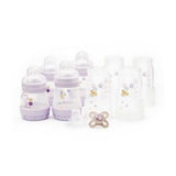 Set de biberones MAM Easy Start, tamaños pequeño (130 ml, 160 ml, 260 ml), color lila.