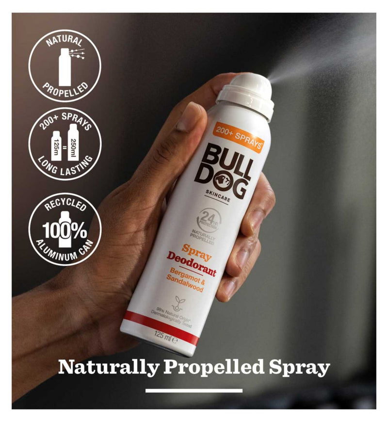 Bulldog Bergamot Sandalwood men's deodorant spray 125ml - British product