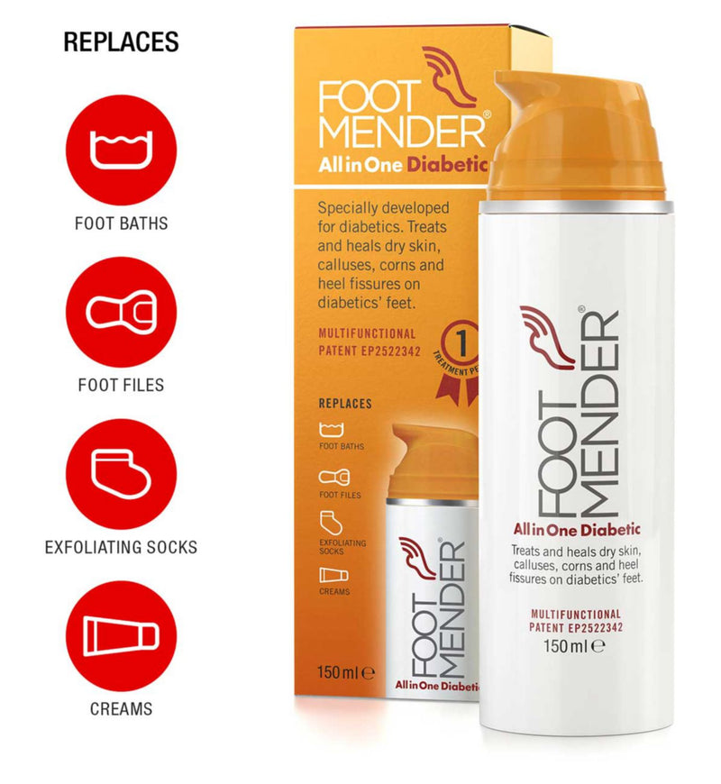 Footmender All in One diabetic foot cream 150ml, imported from the UK