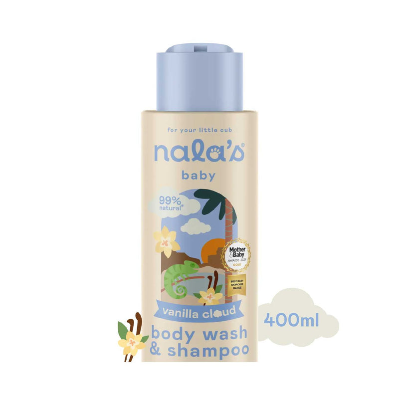 Nala's Baby Body Wash & Shampoo Vanilla Cloud 400ml, imported from the UK
