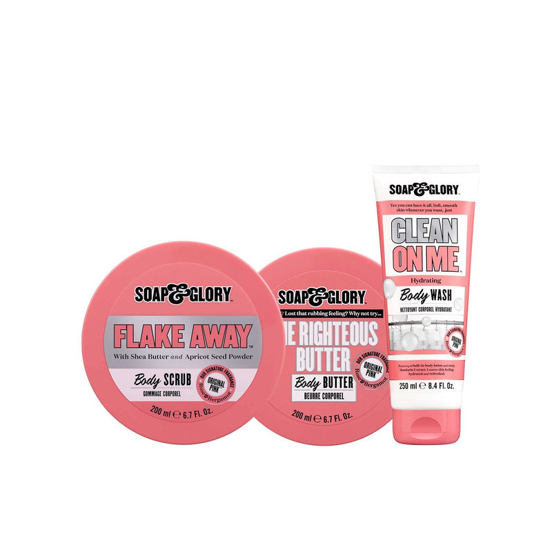 Soap & Glory Squeaky Clean Body Care Bundle 3 Piece Set (British brand)