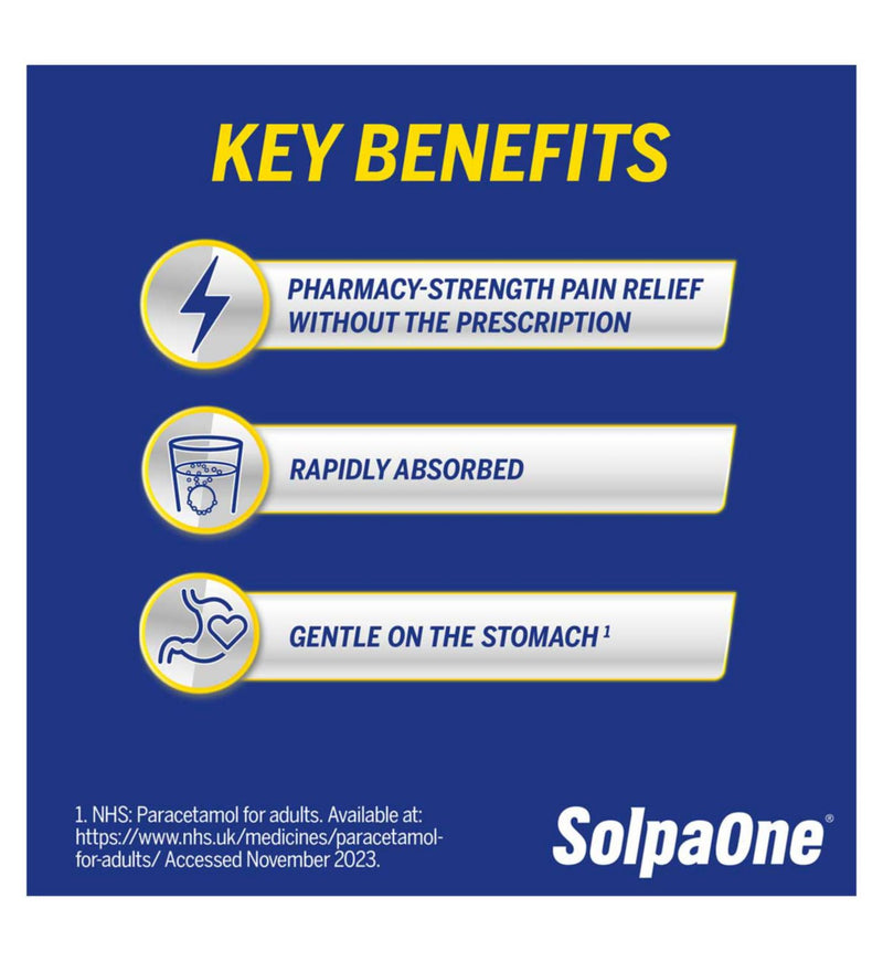 SolpaOne 1000mg effervescent tablets 12 pack, imported from the UK