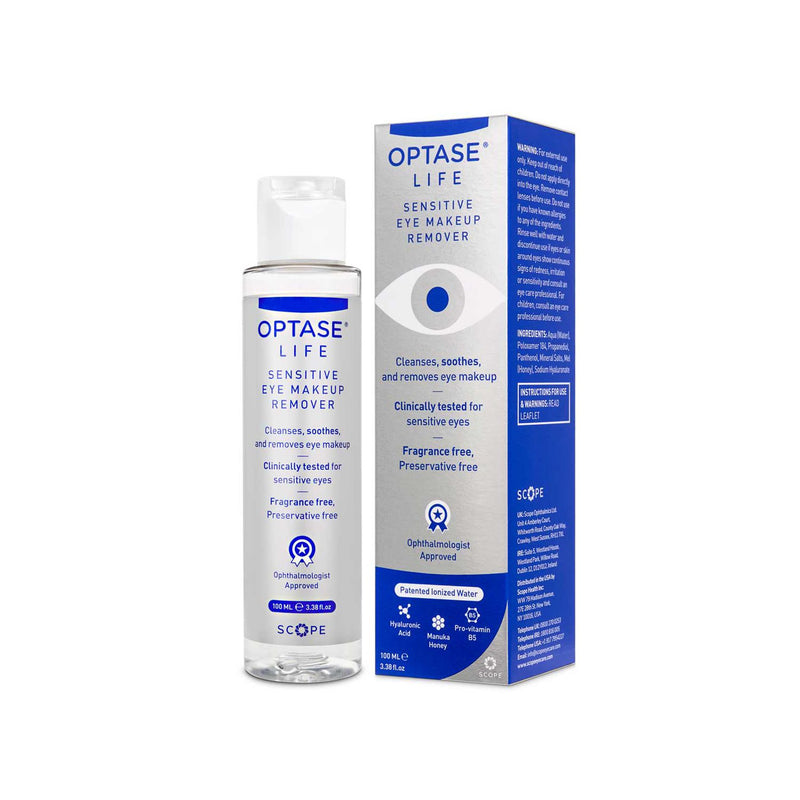 Optase Life Sensitive Eye Makeup Remover 100ml, imported from the UK