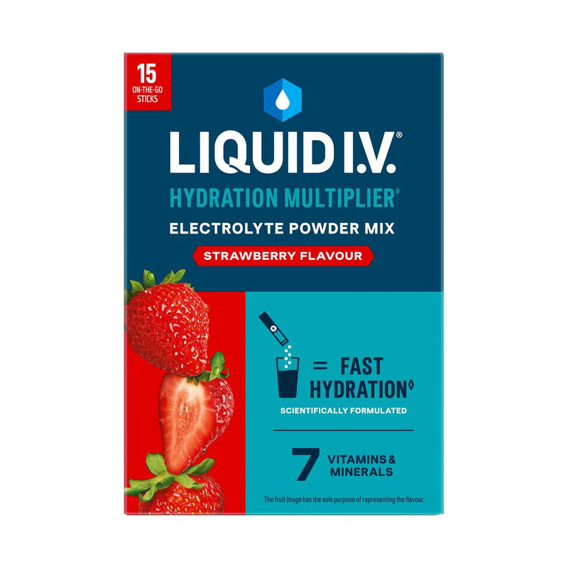 Liquid I.V. Strawberry Electrolyte Powder Mix 15 Sachets, UK version