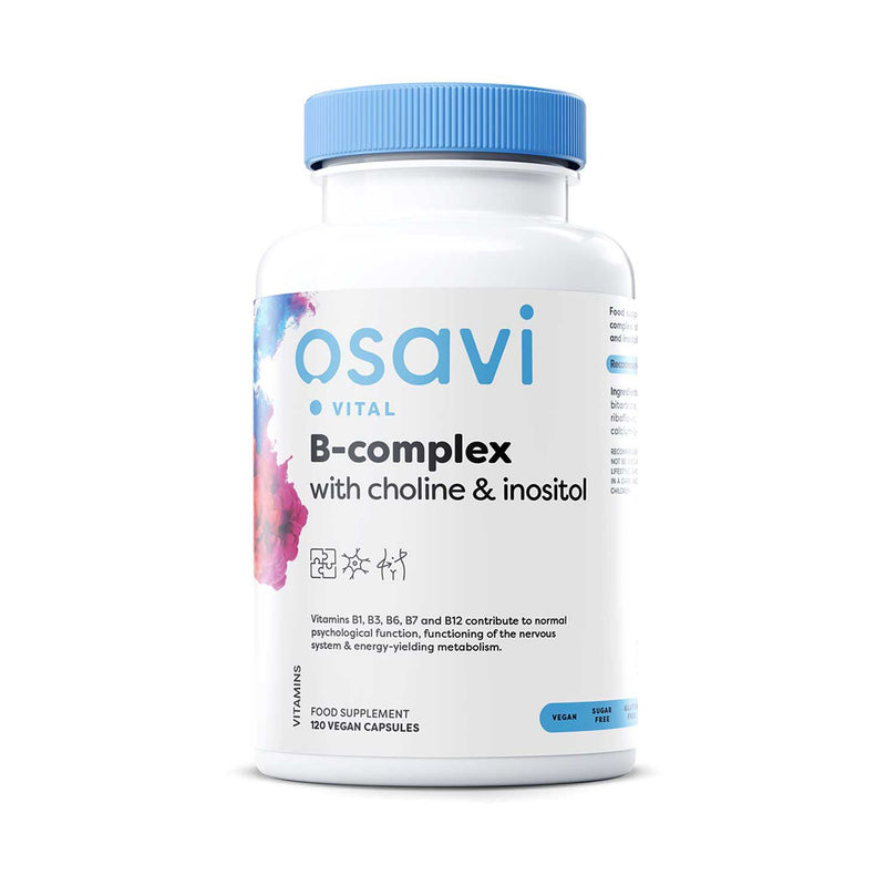 Osavi B-Complex with Choline & Inositol 120 vegan capsules, imported from the UK