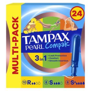 فوط Tampax Pearl Compak متعددة الامتصاص، عادية، سوبر بلس، × 24