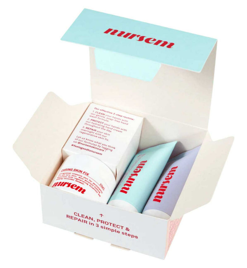Nursem hand care mini set with cream, fix, and wash (British brand)