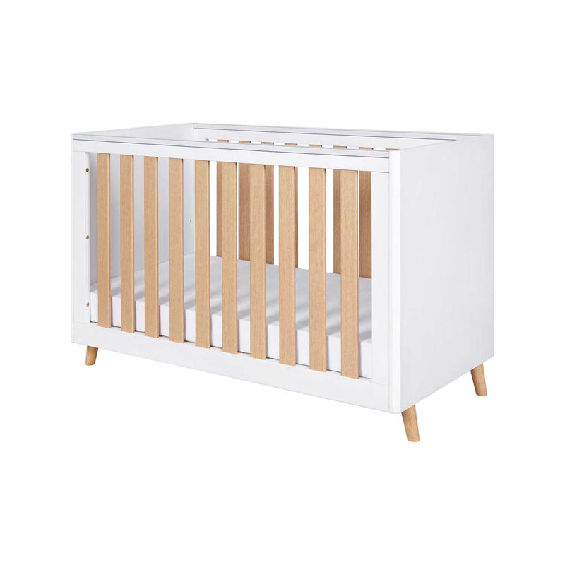 Tutti Bambini Fika Mini Cot Bed White Light Oak (British brand)