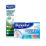 Benadryl allergy bundle capsules 24 and spray 15ml, imported from the UK