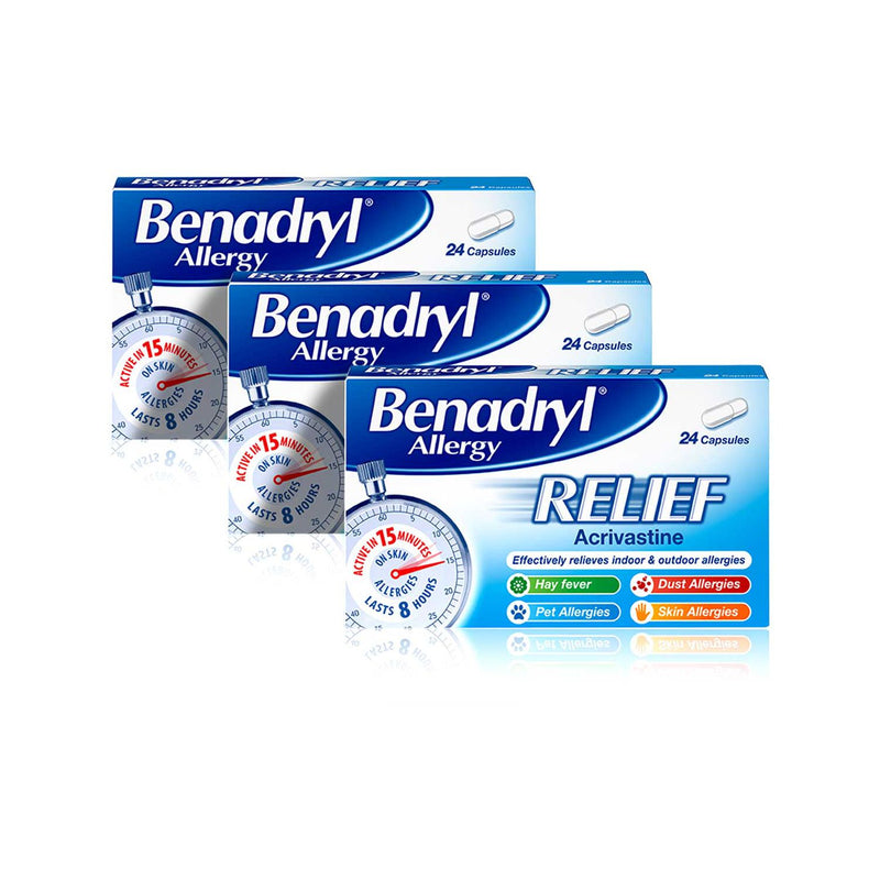 Benadryl Allergy Relief 24 capsules 3-pack, UK version