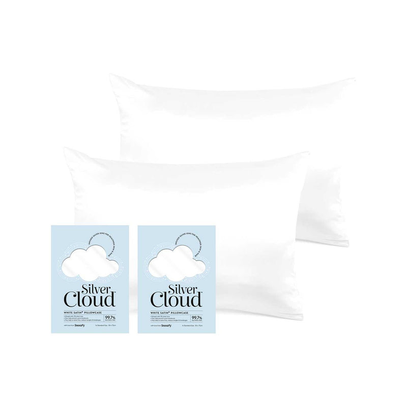 Silver Cloud white satin pillowcase twin pack (British brand)
