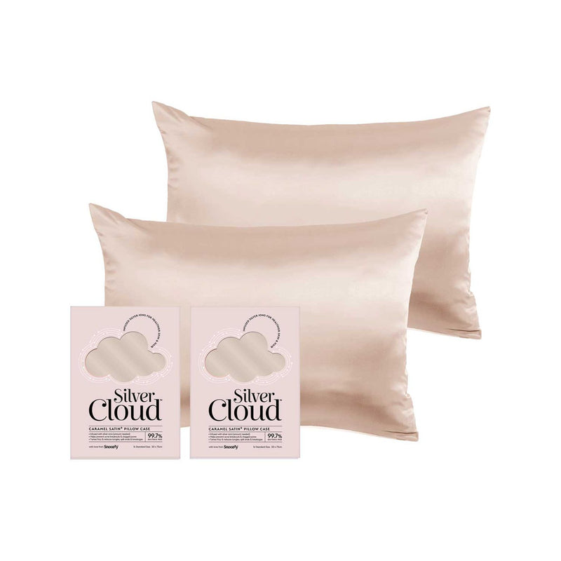 Silver Cloud Caramel Satin Pillowcase twin pack (British brand)