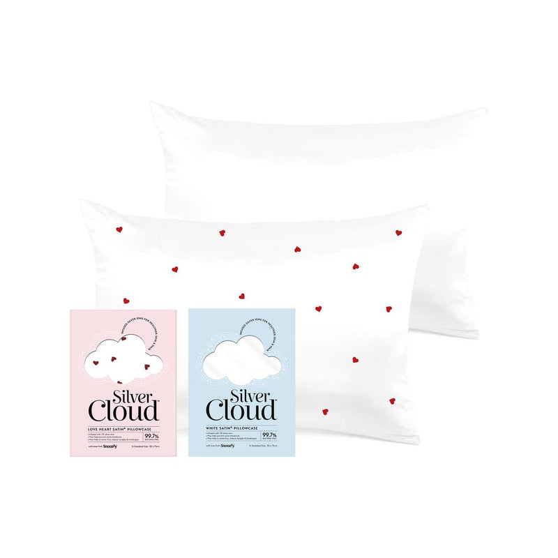 Silver Cloud heart print satin pillowcase set standard size (British brand)