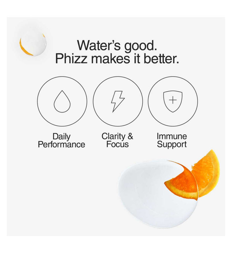 Phizz Orange effervescent tablets 40 count, imported from the UK
