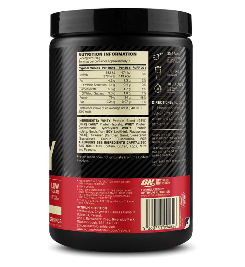 Optimum Nutrition Whey Protein Powder Vanilla Ice Cream 300g, imported from the UK