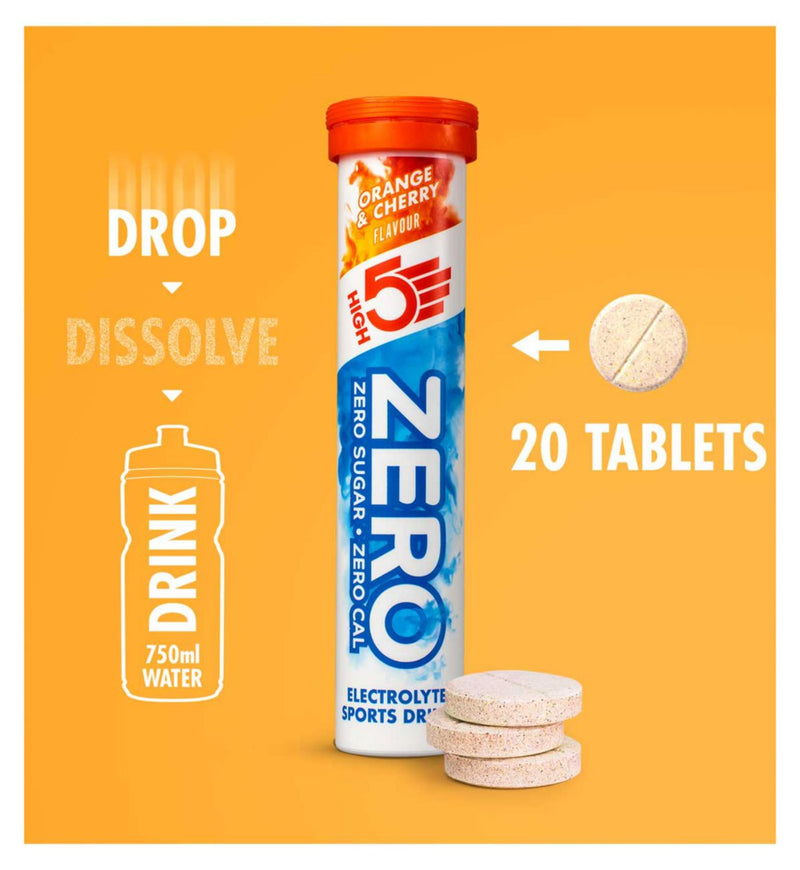 HIGH5 electrolyte hydration tabs Orange & Cherry 20 tabs (British brand)