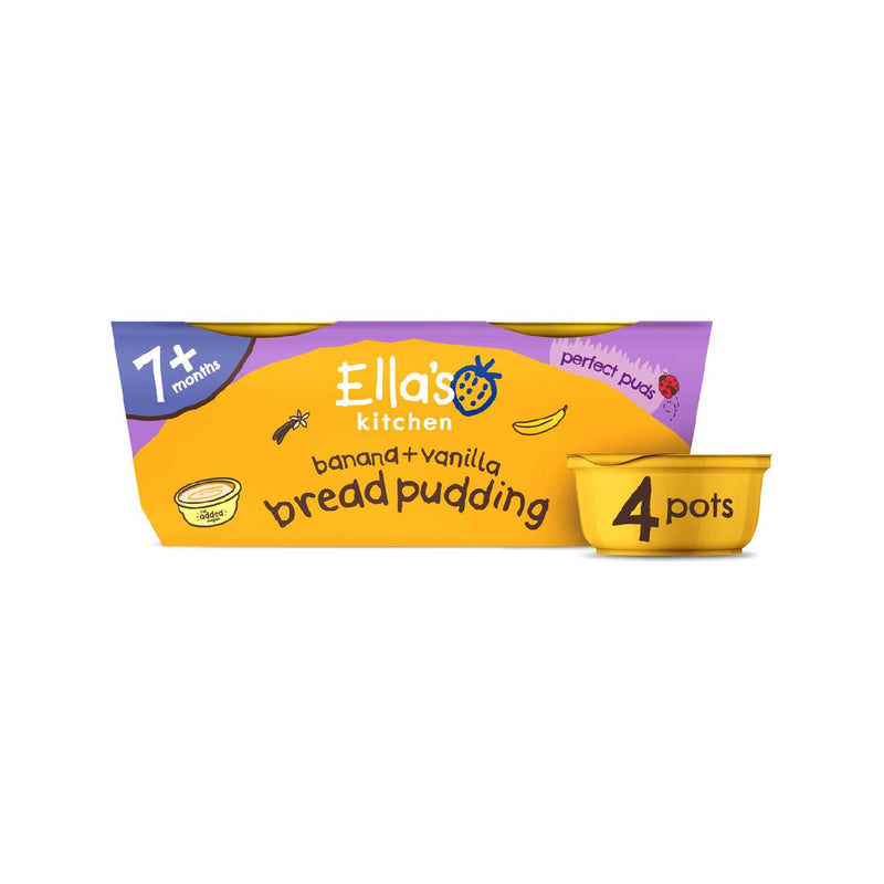 Ella's Kitchen Organic Baby Pudding Banana Vanilla 4x80g, UK version