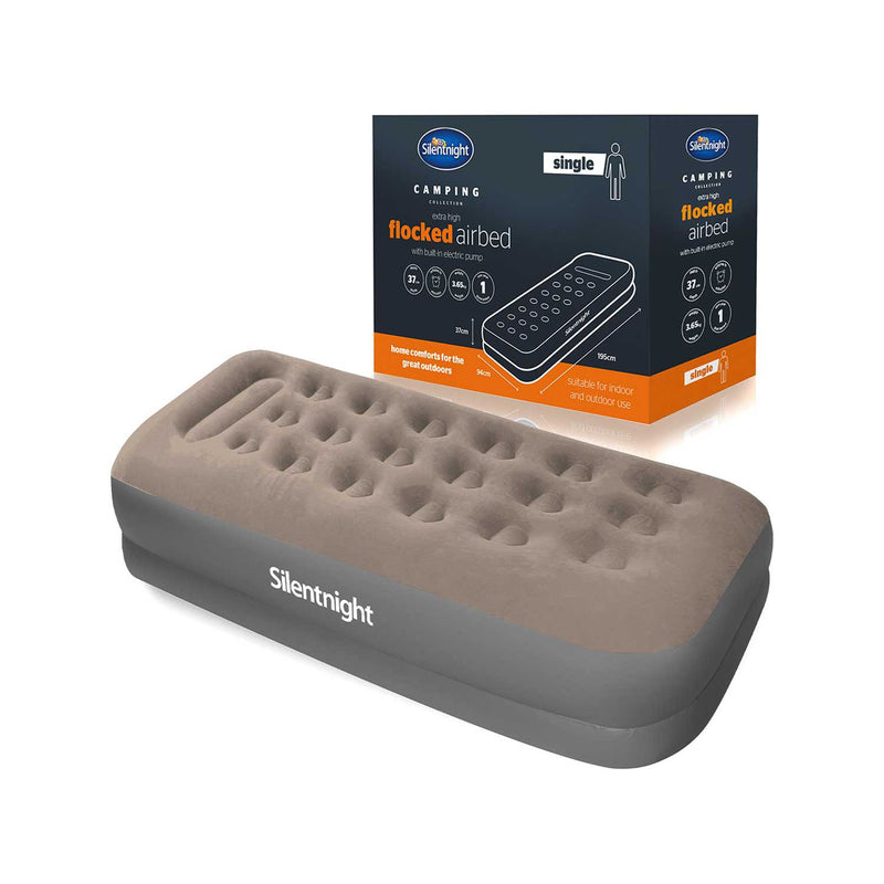 Silentnight Flocked Electric Pump Airbed Grey Single (British brand)