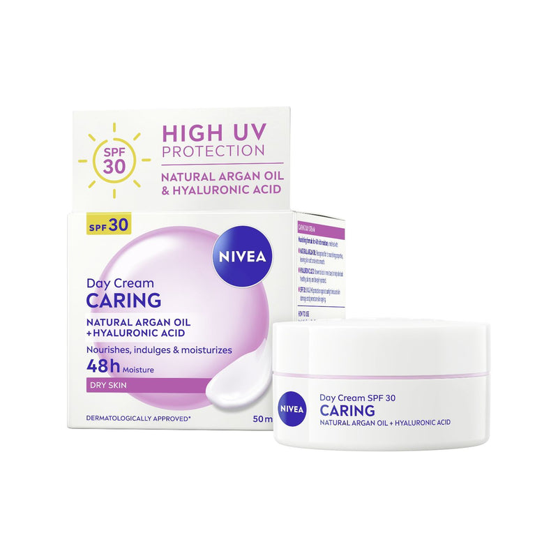 nivea caring day face cream natural argan oil 50ml, imported from the UK