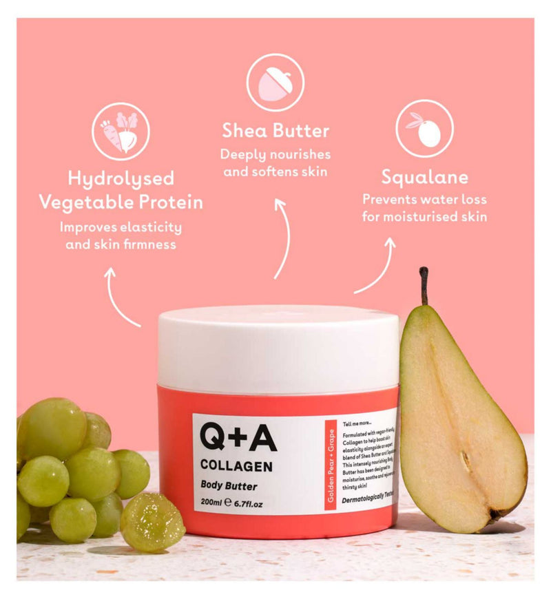 Q+A Collagen Body Butter 200ml for dry skin (British brand)
