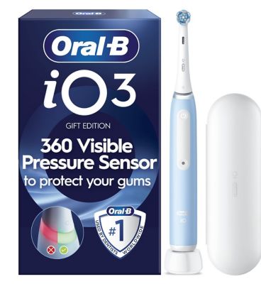 Oral-B iO3 Ice Blue Electric Toothbrush with Travel Case