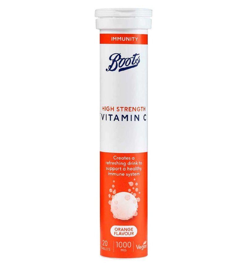 Boots High Strength Vitamin C 1000mg effervescent tablets orange flavour bundle, UK version
