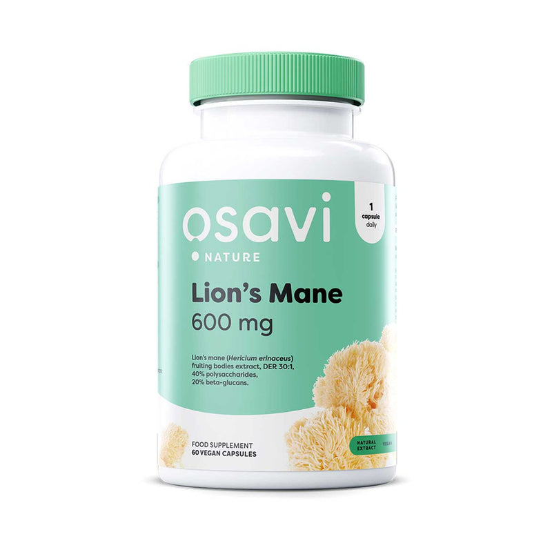 Osavi Lion's Mane supplement 600mg 60 capsules, imported from the UK