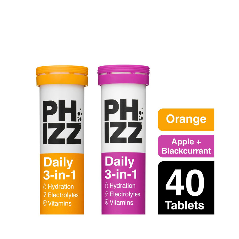 Phizz Orange Apple Blackcurrant Effervescent Tablets 40 tablets imported from the UK