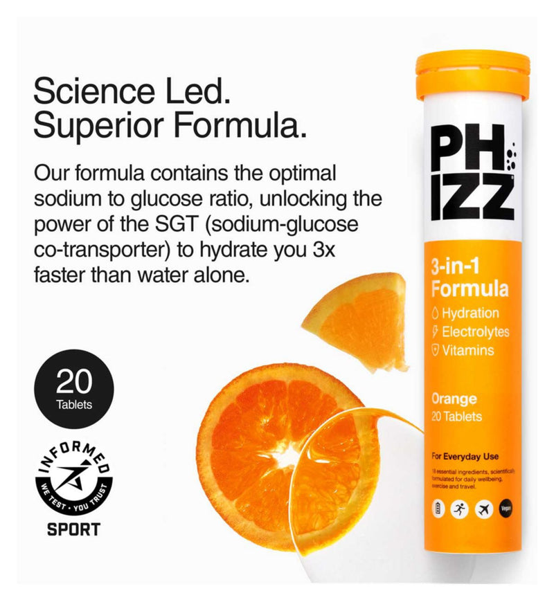 Phizz Orange Apple Blackcurrant Effervescent Tablets 40 tablets imported from the UK