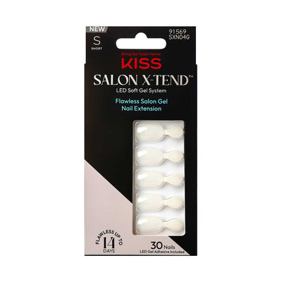 KISS Salon X-Tend Soft Gel Nail Tips Solid White Short Oval 34 Count