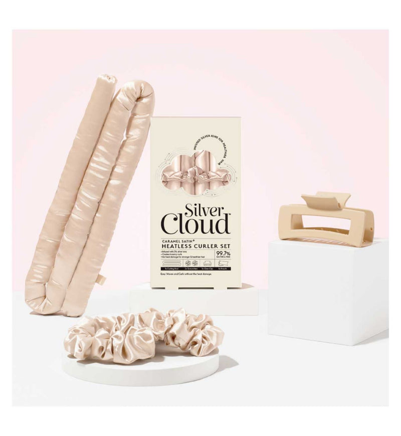 Silver Cloud Heatless Hair Curler Set Silver Ion Caramel (British brand)