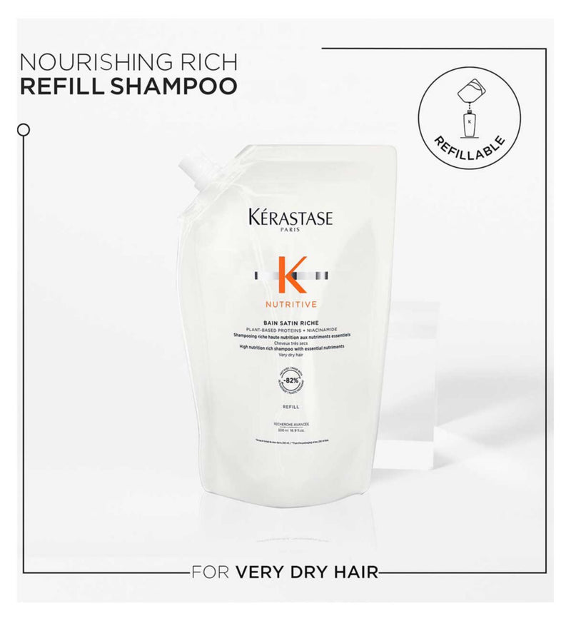 Kérastase Nutritive Bain Satin Riche Shampoo Refill 500ml (British brand)