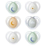 Chupetes Tommee Tippee Night Time Soother para bebés de 0 a 6 meses, paquete de 6 unidades, que brillan en la oscuridad.