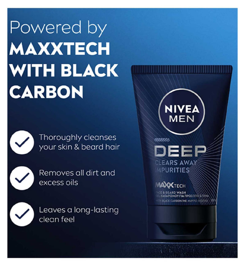 NIVEA Men Face and Beard Wash Darkwood 100ml , imported from the UK